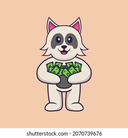 Cute dog cartoon character vector illustration.