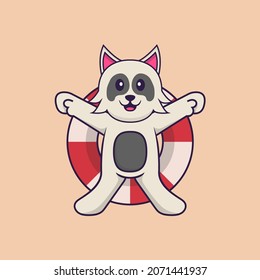 Cute dog cartoon character vector illustration.