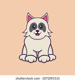 Cute dog cartoon character vector illustration.