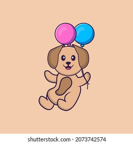 Cute dog cartoon character vector illustration.