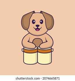 Cute dog cartoon character vector illustration.