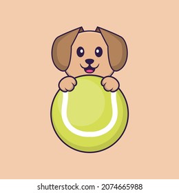 Cute dog cartoon character vector illustration.