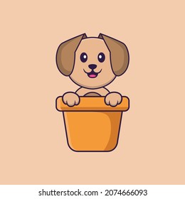 Cute dog cartoon character vector illustration.