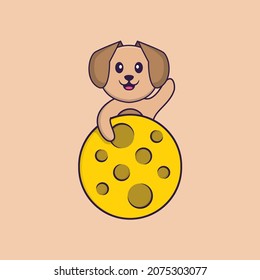 Cute dog cartoon character vector illustration.