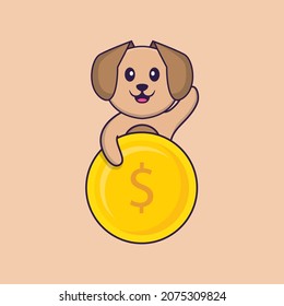 Cute dog cartoon character vector illustration.