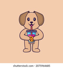 Cute dog cartoon character vector illustration.