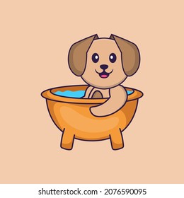 Cute dog cartoon character vector illustration.