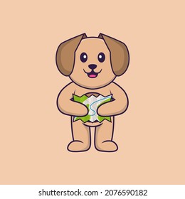 Cute dog cartoon character vector illustration.