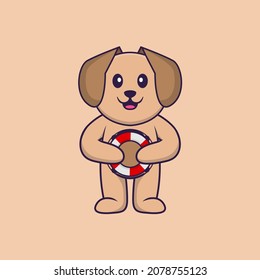 Cute dog cartoon character vector illustration.