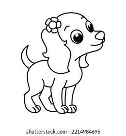 Cute dog cartoon characters vector illustration. For kids coloring book.
