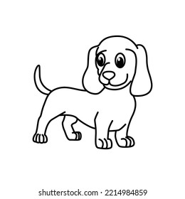 Cute dog cartoon characters vector illustration. For kids coloring book.