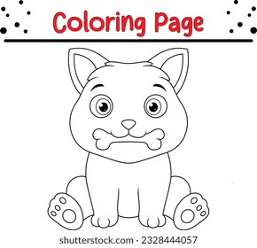 Cute Dog cartoon coloring page illustration vector. For kids coloring book. Wild animal coloring pages for kids