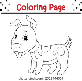 Cute Dog cartoon coloring page illustration vector. For kids coloring book. Wild animal coloring pages for kids