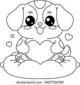 Cute Dog Cartoon Coloring Page