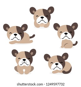 Cute Dog cartoon in different poses. Vector illustration.