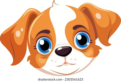 Cute dog cartoon face illustration