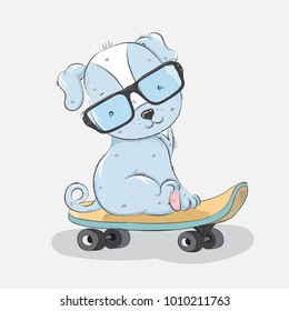 Cute dog cartoon hand drawn vector illustration. Can be used for baby t-shirt print, fashion print design, kids wear, baby shower celebration greeting and invitation card.