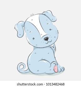 Cute dog cartoon hand drawn vector illustration. Can be used for baby t-shirt print, fashion print design, kids wear, baby shower celebration greeting and invitation card.