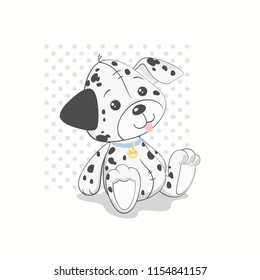 Cute dog cartoon hand drawn vector illustration. Can be used for baby t-shirt print, fashion print design, kids wear, baby shower celebration greeting and invitation card.