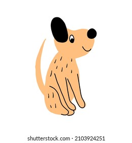 Cute dog cartoon hand drawn vector illustration. Can be used for t-shirt print, kids wear fashion design, baby shower invitation card.