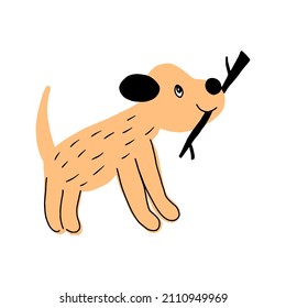 Cute dog cartoon hand drawn vector illustration. Can be used for t-shirt print, kids wear fashion design, baby shower invitation card.