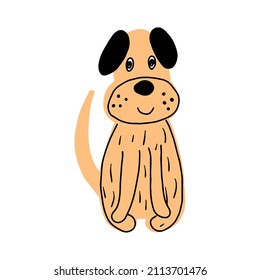 Cute dog cartoon hand drawn vector illustration. Can be used for t-shirt print, kids wear fashion design, baby shower invitation card.