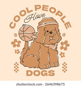 Cute dog cartoon hand drawn vector illustration. Can be used for baby t-shirt print, fashion print design, kids wear, cute dog vector design set, mono line
