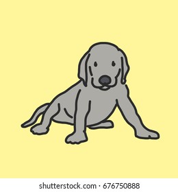 Cute Dog Cartoon. - hand drawn. line drawing. vector illustration.