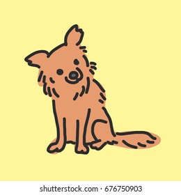 Cute Dog Cartoon. - hand drawn. line drawing. vector illustration.