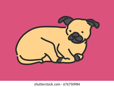Cute Dog Cartoon. - hand drawn. line drawing. vector illustration.