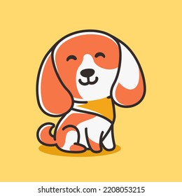 Cute dog cartoon icon illustration. Premium flat design style