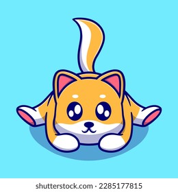 Cute dog cartoon icon illustration. funny gift cartoon. Business icon concept. Flat cartoon style