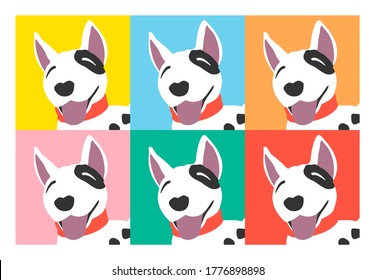 Cute dog cartoon isolated on pastel colors background. Vector illustration art.