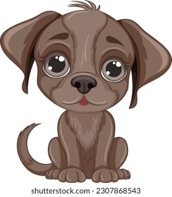 Cute dog cartoon isolated sitting illustration