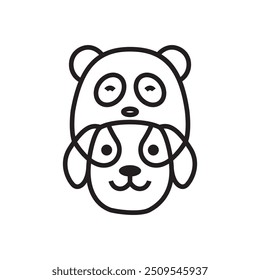 cute dog cartoon line logo design vector