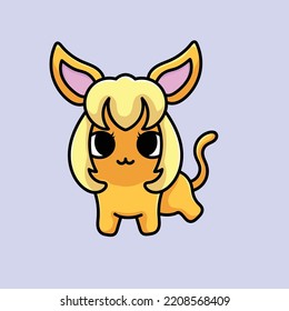 Cute Dog Cartoon Mascot Funny Vector Smile Happiness Fun Blonde Hair