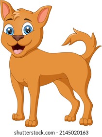 Cute dog cartoon on white background
