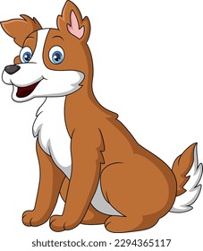 Cute dog cartoon on white background