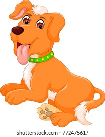 cute dog cartoon posing with smile