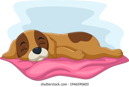 Cute dog cartoon sleep on the pillow