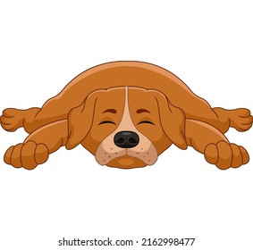 Cute dog cartoon sleeping on white background