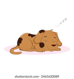 Cute dog cartoon sleeping on a floor vector illustration