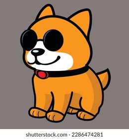 Cute Dog Cartoon Vector Icon Illustration. Animal Nature Icon Vector. Flat Cartoon Style