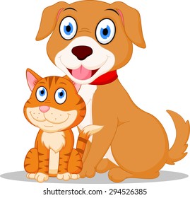 Cute Dog and Cat cartoon 
