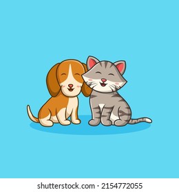 Cute Dog Cat Cartoon Adorable Vector Stock Vector (Royalty Free ...