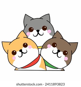 Cute dog and cat face icon pet isolated on white