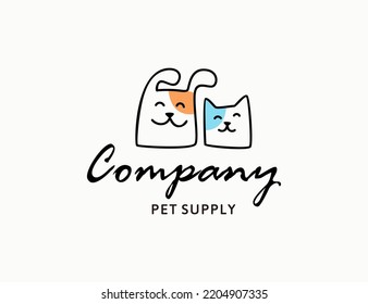 Diseño de logotipo de perros y gatos para tiendas de mascotas