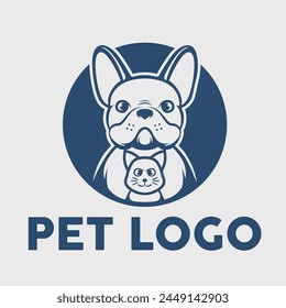 cute dog and cat logo pet cartoons characters badges