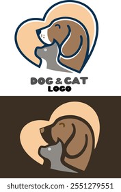 Diseño lindo del Vector del logotipo del perro y del gato para la tienda del animal doméstico