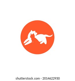 Cute dog and cat negative space logo design. Pet shop or feed shop logotype